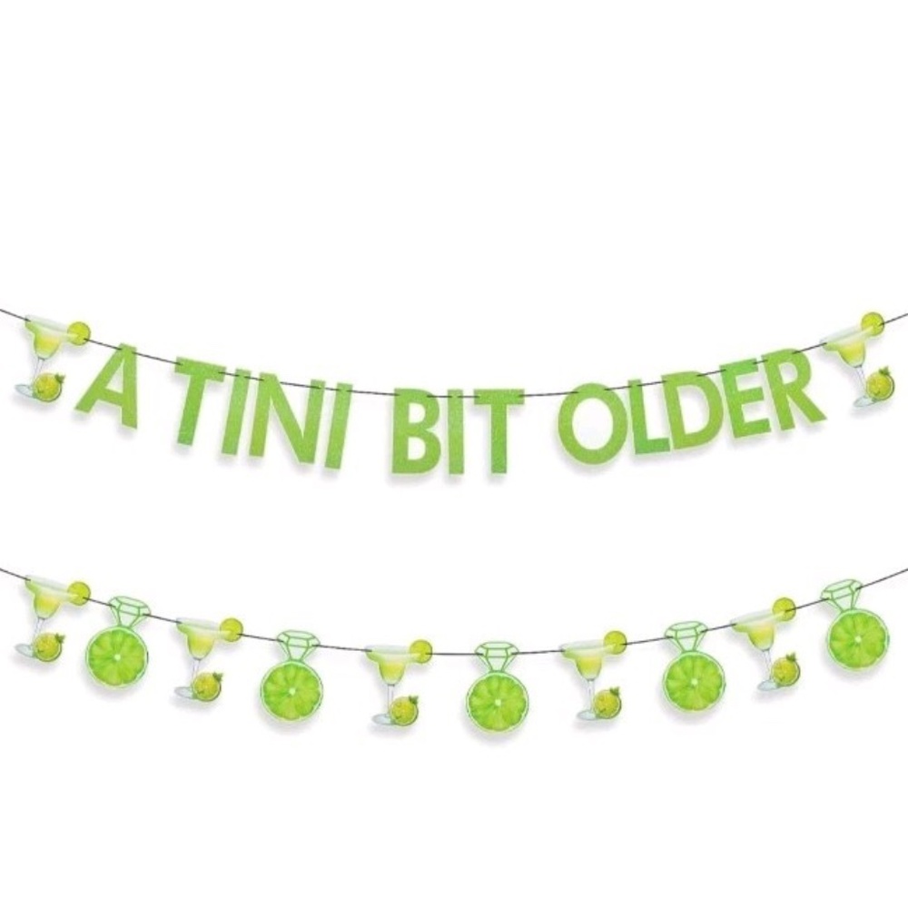 New Tini Bit Older Lime Martini Birthday Party Green Banner Confetti Margarita